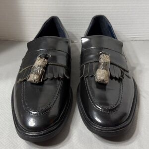Walk London Loafers Black Slip On Tassels Men's Size 12 Made in India